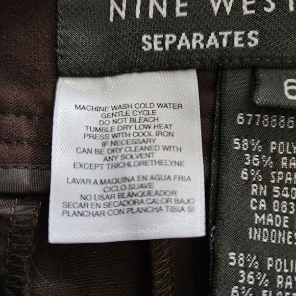 Nine West Pants, Women's Size 6, Brown, Crop Dress Pants, Straight Leg Culottes - Picture 2 of 8